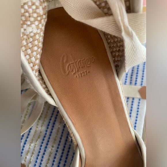 Castañer  Wedge Espadrille Sandals Womens Beige Size EU 38 US 7.5 Open NEW - Picture 11 of 12